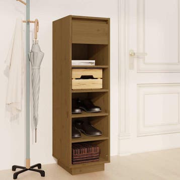 vidaXL Schoenenkast 30x34x105 cm massief grenenhout, Verzenden, Nieuw
