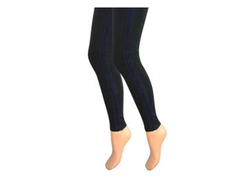 Dames legging - Katoen - Zwart - Fluweel Marine streep, Kleding | Dames, Verzenden, Nieuw