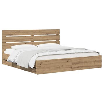 vidaXL Bed Frame with Storage and Headboard Artisan Oak 180, Bruin, Verzenden, Hout, Nieuw