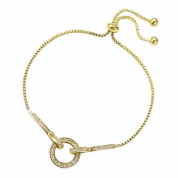 Fako Bijoux - Dames Armband Gouden Cirkel Strass -, Verzenden, Nieuw