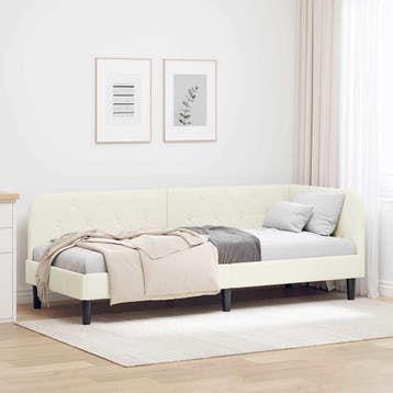 vidaXL Hoekbedframe Crème 80 x 200 cm Fluweel, Eenpersoons, Verzenden, Nieuw, Crème