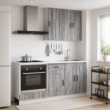 vidaXL Keukenblok KALMAR 5 pcs Grijs Sonoma Bewerkt hout, Verzenden, Nieuw, Grijs