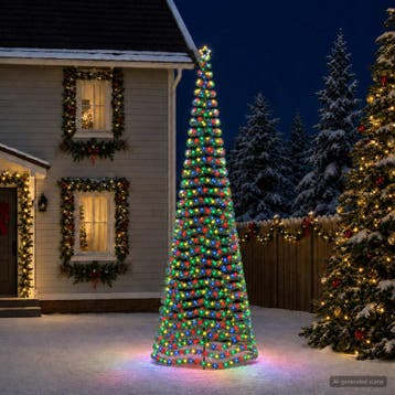 vidaXL Led-kerstboom met tinsel en grondpen EKENAS 500 cm, Diversen, Verzenden, Nieuw