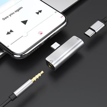 USB-C Duo adapter - naar mini jack + USB-C - Premium, Ophalen of Verzenden, Nieuw, Snoer of kabel
