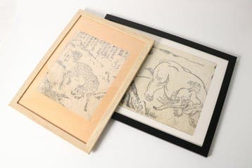 Twee mythische wezens: Kirin en Olifant – Edo-periode