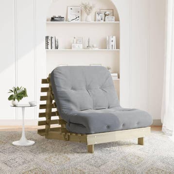 vidaXL Futon slaapbank met matras 80x206x11 cm geïmpregneerd, Verzenden, Nieuw, Bruin
