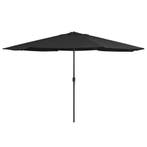 vidaXL Parasol met metalen paal 390 cm zwart, Verzenden, Nieuw, 3 tot 4 meter