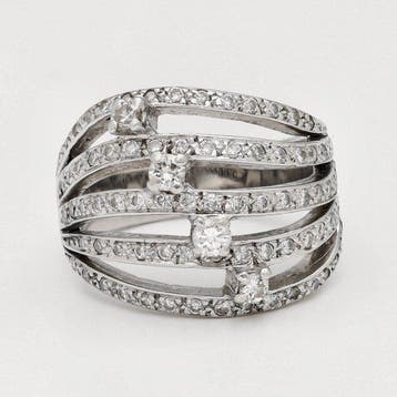 Ring - 18 karaat Witgoud Diamant (Natuurlijk), Nieuw