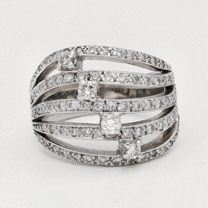 Ring - 18 karaat Witgoud Diamant (Natuurlijk), Sieraden, Tassen en Uiterlijk, Ringen