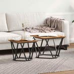 vidaXL Bijzettafelset 2 pcs hergebruikt hout Engineered hout, Huis en Inrichting, Tafels | Salontafels, Verzenden, Vierkant, Nieuw