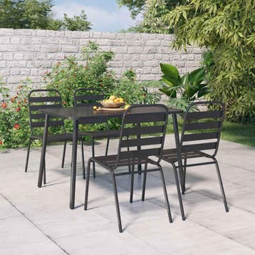 vidaXL 5-delige Tuinset staal antracietkleurig, Tuin en Terras, 4 zitplaatsen, Verzenden, Nieuw, Rvs
