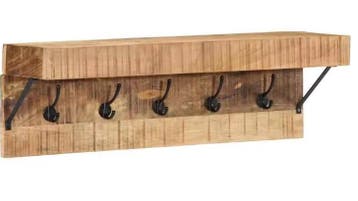 Wandkapstok Mangohout – Metalen Rek met Plank en 5 Haken, Verzenden, Nieuw