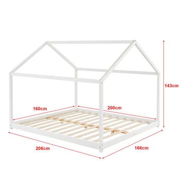 [en.casa] Kinderbed Cerro huisbed met matras 160x200 cm wit, Verzenden, Nieuw