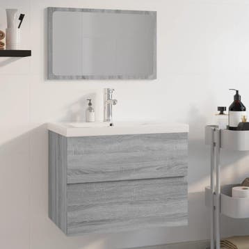 vidaXL Badkamermeubelset bewerkt hout grijs sonoma, Verzenden, Nieuw, Overige typen