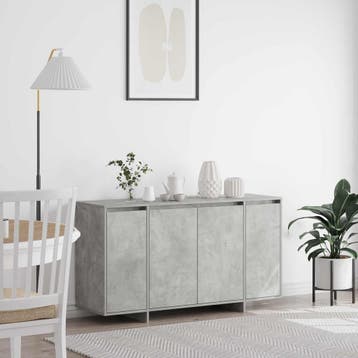 vidaXL Dressoir Beton Grijs 135 x 41 x 75 cm Bewerkt hout, Verzenden, Nieuw, Overige houtsoorten, Minder dan 50 cm