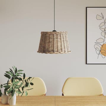 vidaXL Plafondlampenkap Ø45x28 cm wicker bruin, Verzenden, Nieuw, Bruin