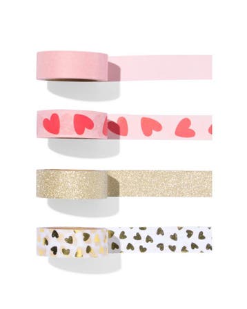 HEMA Washi tape hart - 4 stuks, Verzenden, Nieuw
