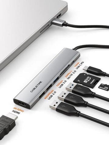 Cabletime 7-in-1 USB-C Hub geschikt voor MacBook en Windows, Computers en Software, Dockingstations, Nieuw, Ophalen of Verzenden