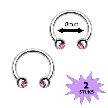 Fako Bijoux - Circular Barbell Piercing - Hoefijzer Kristal, Verzenden, Nieuw