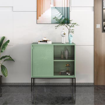[en.casa] Metalen kast Eidsvoll 85x80x45 cm groen en zwart, Verzenden, Nieuw