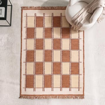 *WOONWINKEL* Dutchbone Gambit Vakken Vloerkleed Terra Beige, Verzenden, Nieuw