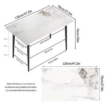 Marmeren Eettafel 120x70cm – Rechthoekig met Metalen Frame, 100 tot 150 cm, Verzenden, Nieuw, 50 tot 100 cm