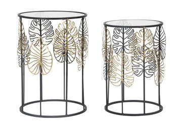 TAFEL FOGLIE GLAM COPPIA CM Ø 38X55-33X50, Huis en Inrichting, Ophalen of Verzenden, Nieuw