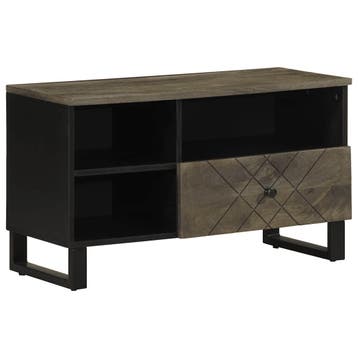 vidaXL Tv-meubel 80x33x46 cm massief mangohout zwart, Huis en Inrichting, Woonaccessoires | Cd- en Dvd-rekken, Verzenden, Nieuw