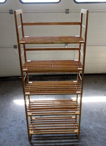 Houten Rek, Schap, Display, B57 x D26 x H135cm, Gebruikt
