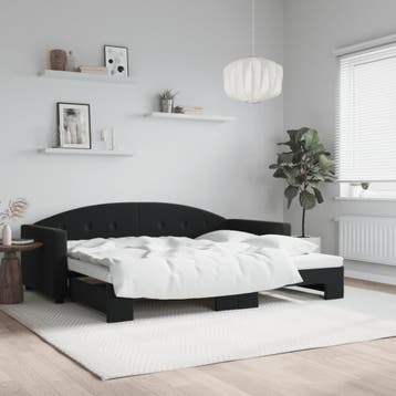 vidaXL Slaapbank met onderschuifbed 90x200 cm fluweel zwart, 90 cm, Eenpersoons, Verzenden, Zwart