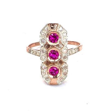 Zonder minimumprijs - Ring - 9 kt. Roségoud, Zilver Spinel -, Sieraden, Tassen en Uiterlijk, Ringen, Nieuw
