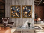 yamila - Dúo de Aves en Cobalto y Oro: Una Elegía al, Antiek en Kunst