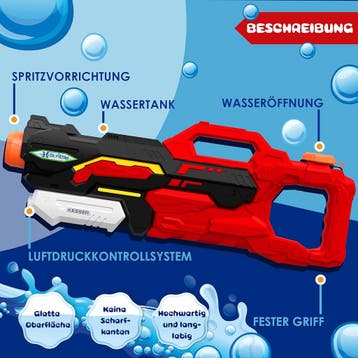 Waterpistool - Set van 2 - Bereik 10-11 meter - Rood - KESSE, Verzenden, Zo goed als nieuw