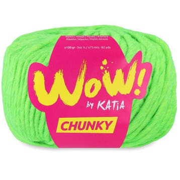 Katia WOW Chunky - 62 Neongroen - Bulky Acryl/Wolmix Garen, Ophalen of Verzenden, Nieuw