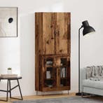 vidaXL buffetkast 2 pcs Oudhout Geëngineerd hout en glas, Minder dan 50 cm, Verzenden, Nieuw, Minder dan 100 cm