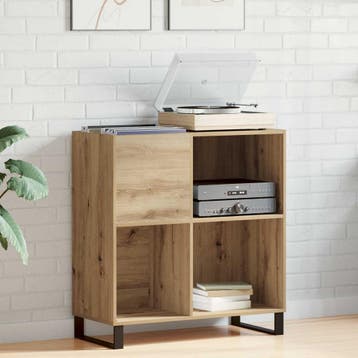 vidaXL Platenkast met plank artisanaal eikenkleurig 84,5 x, Verzenden, Nieuw