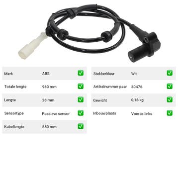 ABS-sensor Renault Avantime 3.0 V6 (DE0) Van 2001-09 tot 200, Verzenden, Nieuw, Renault