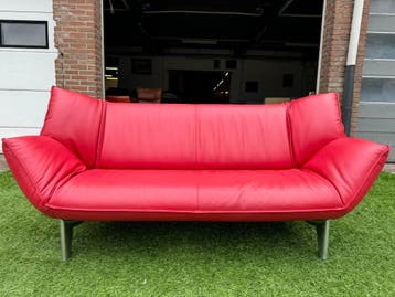 LEOLUX Tango bank relax design 3 zit bankstel rood leer, Design, Driepersoons, Zo goed als nieuw, Rechte bank