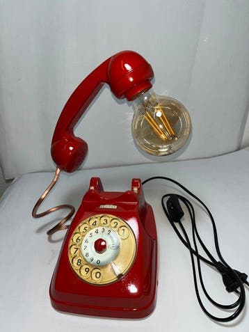 telefono lampada - Tafellamp - PVC, messing, metaal, Antiek en Kunst