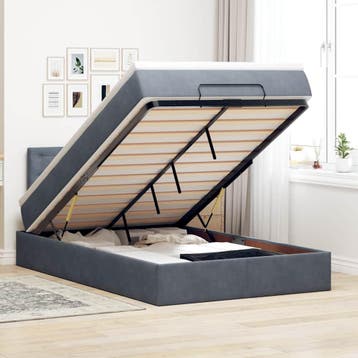 vidaXL Bed poef met matras 120x190 cm fluweel donkergrijs, Verzenden, Nieuw, 190 cm of minder, Twijfelaar