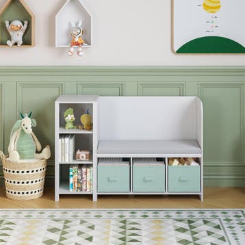 Kinderrek Høylandet met zitbank 76x112x40 cm wit en mintgroe, Verzenden, Nieuw