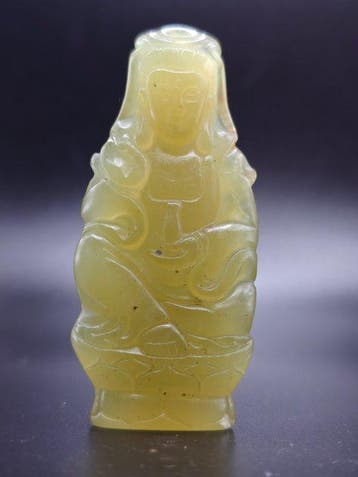 Oud Serpentijn Groep Guanyin Avalokiteshvara amulet -
