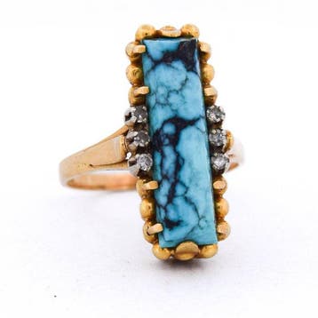 Cocktailring - 18 karaat Geel goud Turquoise - Diamant, Sieraden, Tassen en Uiterlijk