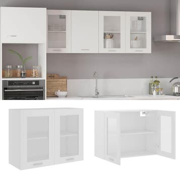 vidaXL Bovenkast Lyon 80x31x60 cm bewerkt hout wit, Verzenden, Nieuw, Wit