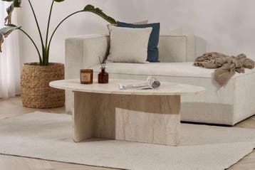 Asir 838NRD1101 Salontafel Travertijn van 129 voor 69, Huis en Inrichting, Overige materialen, 100 tot 150 cm, Nieuw, Ovaal