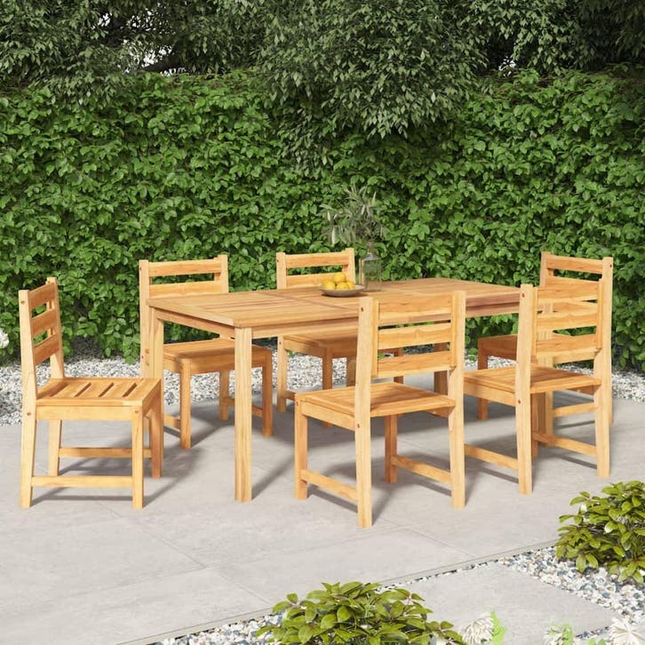 vidaXL 7-delige Tuinset massief teakhout, Tuin en Terras, Tuinsets en Loungesets, Tuinset, Nieuw, Teakhout, Verzenden