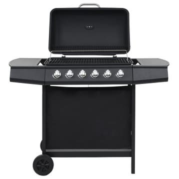 vidaXL Gasbarbecue met 6 kookzones staal zwart, Tuin en Terras, Verzenden, Nieuw