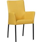 Leren eetkamerstoel Comfort met armleuning - Toledo Giallo, Ophalen of Verzenden, Nieuw, Leer, Modern