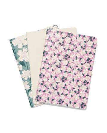 HEMA Schrift A5 gelinieerd bloemen - 3 stuks, Verzenden, Nieuw