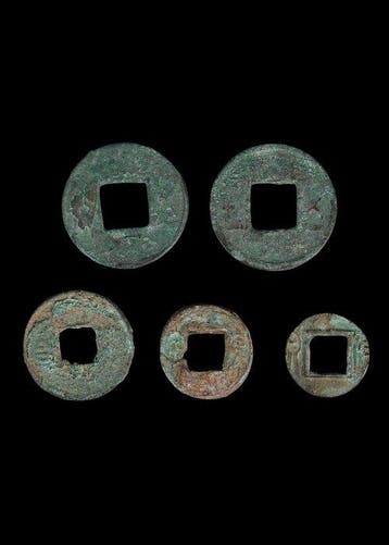 Oud-Chinees Brons Geldmuntenverzameling (5) (Zonder, Antiek en Kunst